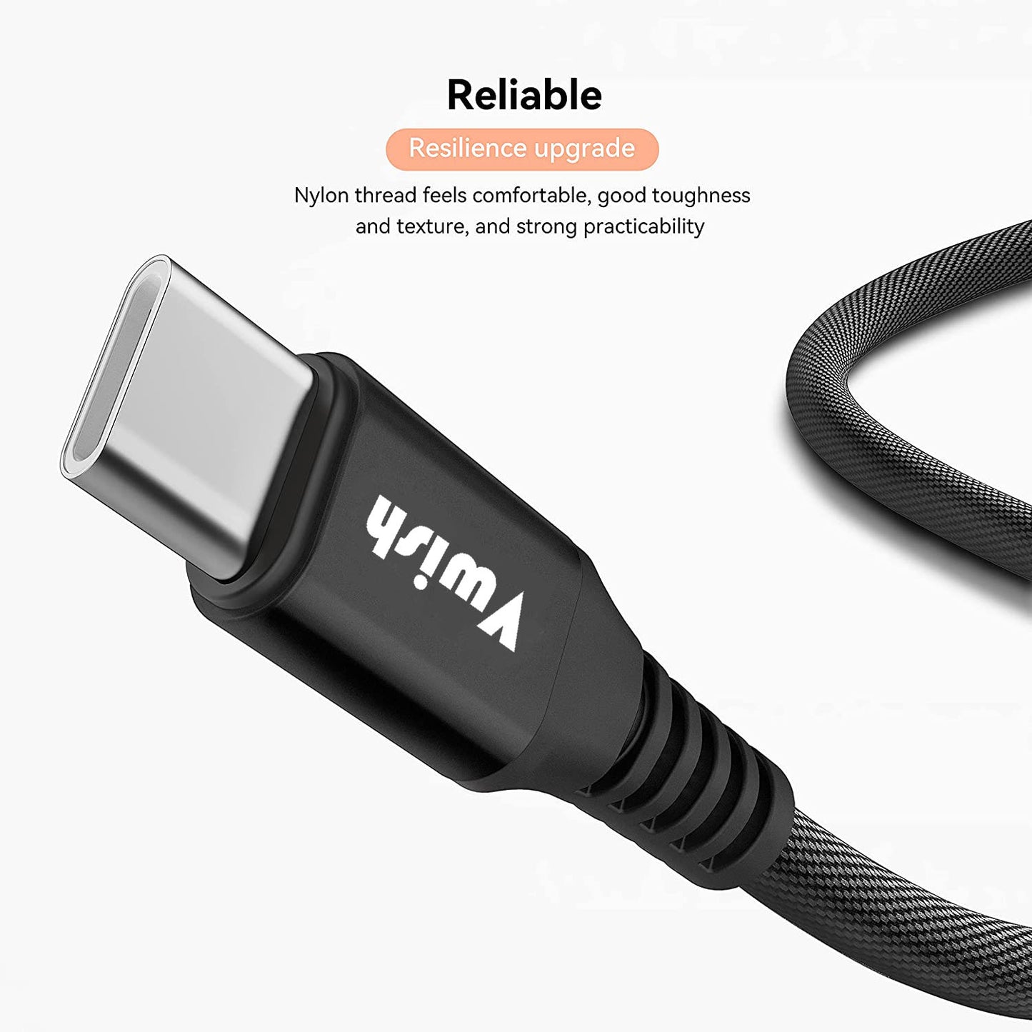 60W USB C to USB C Cable Nylon Braided (1.5 M) Fast Charging Cable for Apple, Samsung and all leading Brand devices.