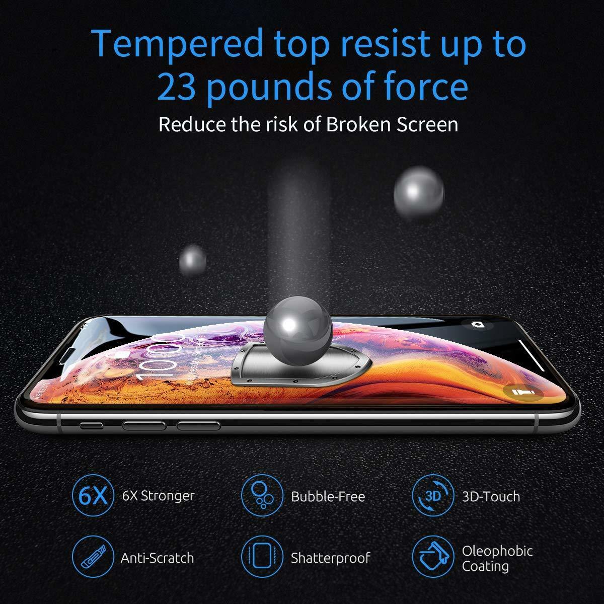 Screen Protector for iPhone 11 Pro 5.8 10D Genuine Tempered Glass Black-NEW-2019