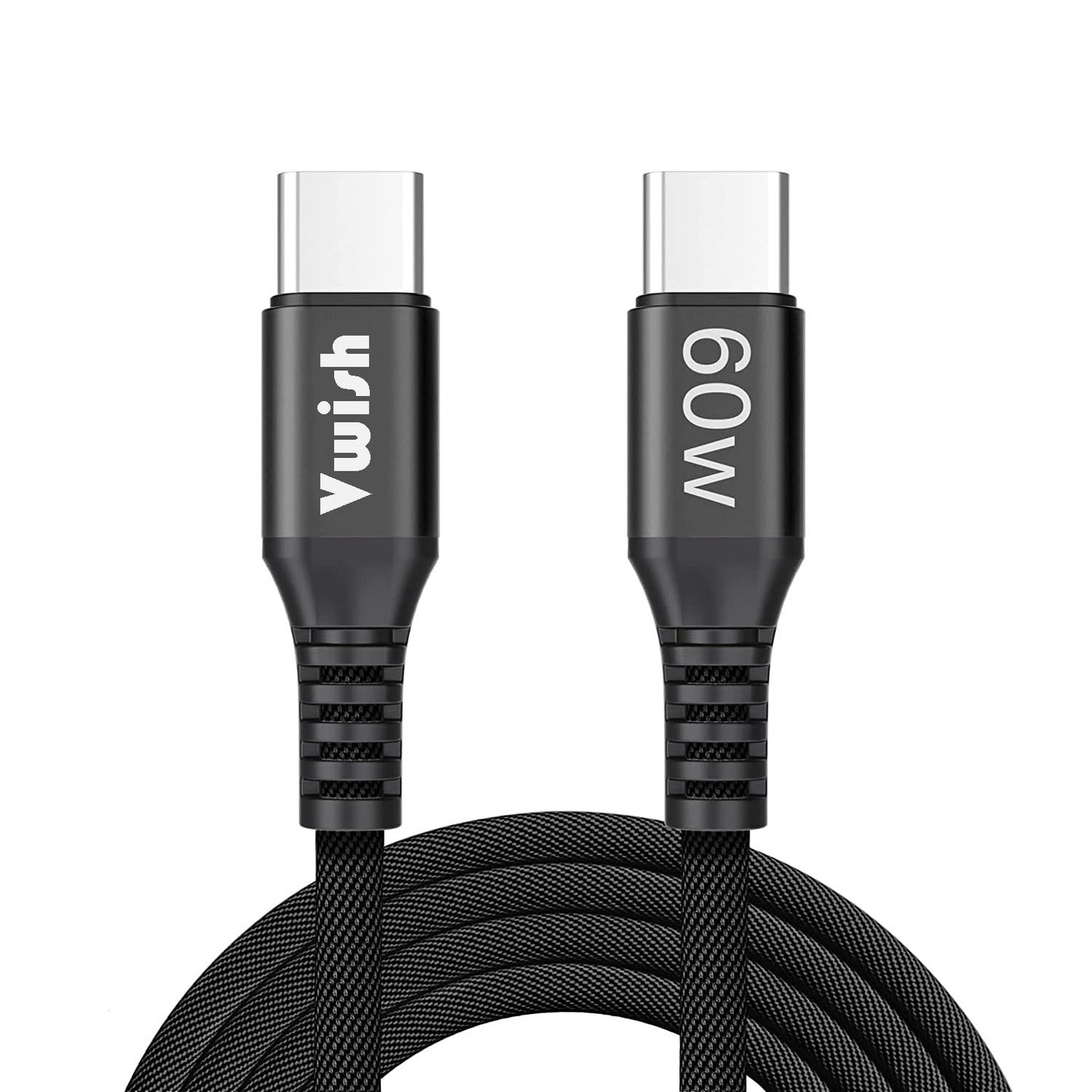 60W USB C to USB C Cable Nylon Braided (1.5 M) Fast Charging Cable for Apple, Samsung and all leading Brand devices.