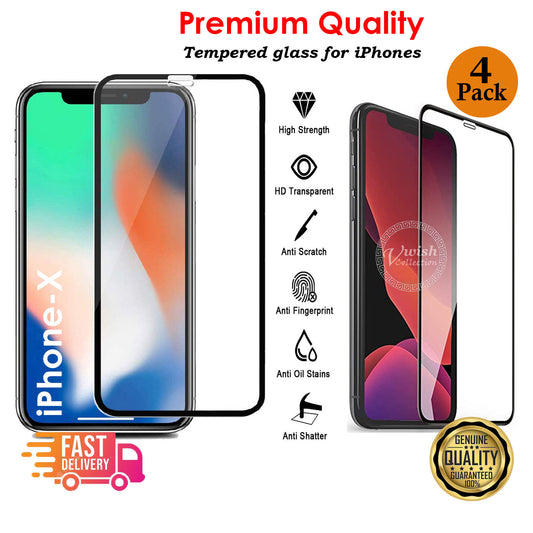 For Apple IPhone X - 100% 10D Genuine Tempered Glass Film Screen Protector