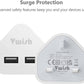Vwish Fast Dual 2 Port USB Charger 3 Pin UK Mains Wall Plug Adapter