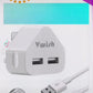 Vwish Fast Dual 2 Port USB Charger 3 Pin UK Mains Wall Plug Adapter
