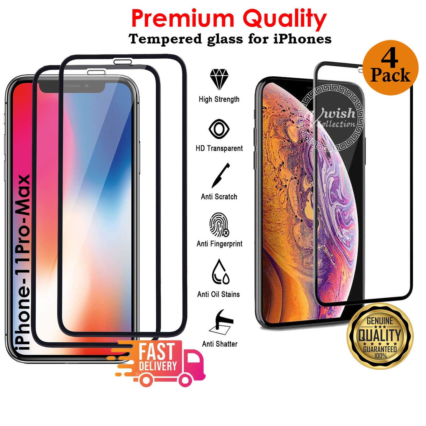 Tempered Glass Screen Protector For iPhone 13, 12,11 Pro Max Mini XR X XS MAX