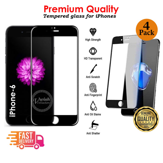 100% 10D Genuine Tempered Glass Screen Protector Protection For iPhone 6 / 6S