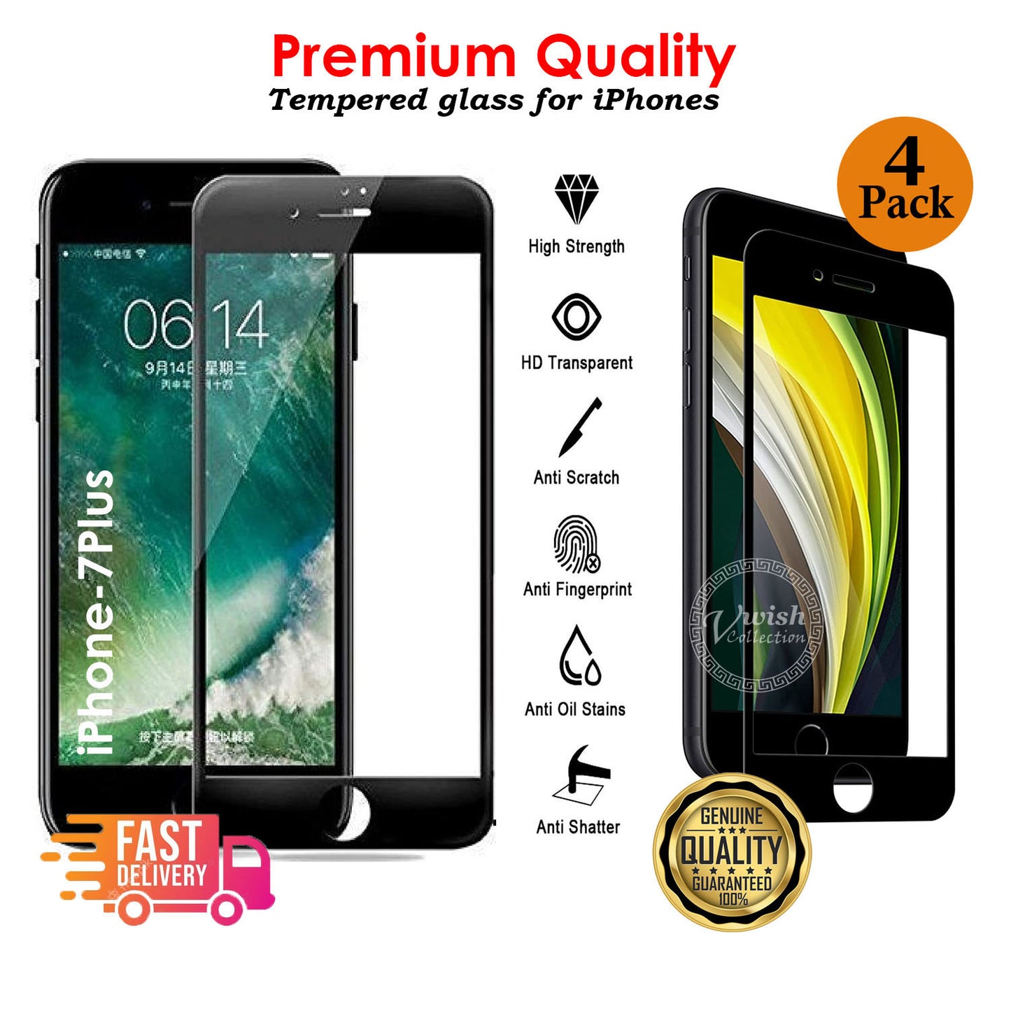 Tempered Glass Screen Protector For iPhone 13, 12,11 Pro Max Mini XR X XS MAX