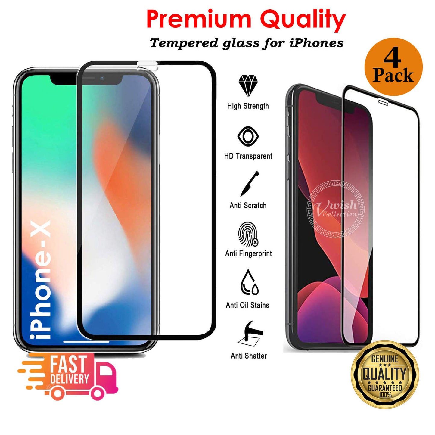 Tempered Glass Screen Protector For iPhone 13, 12,11 Pro Max Mini XR X XS MAX