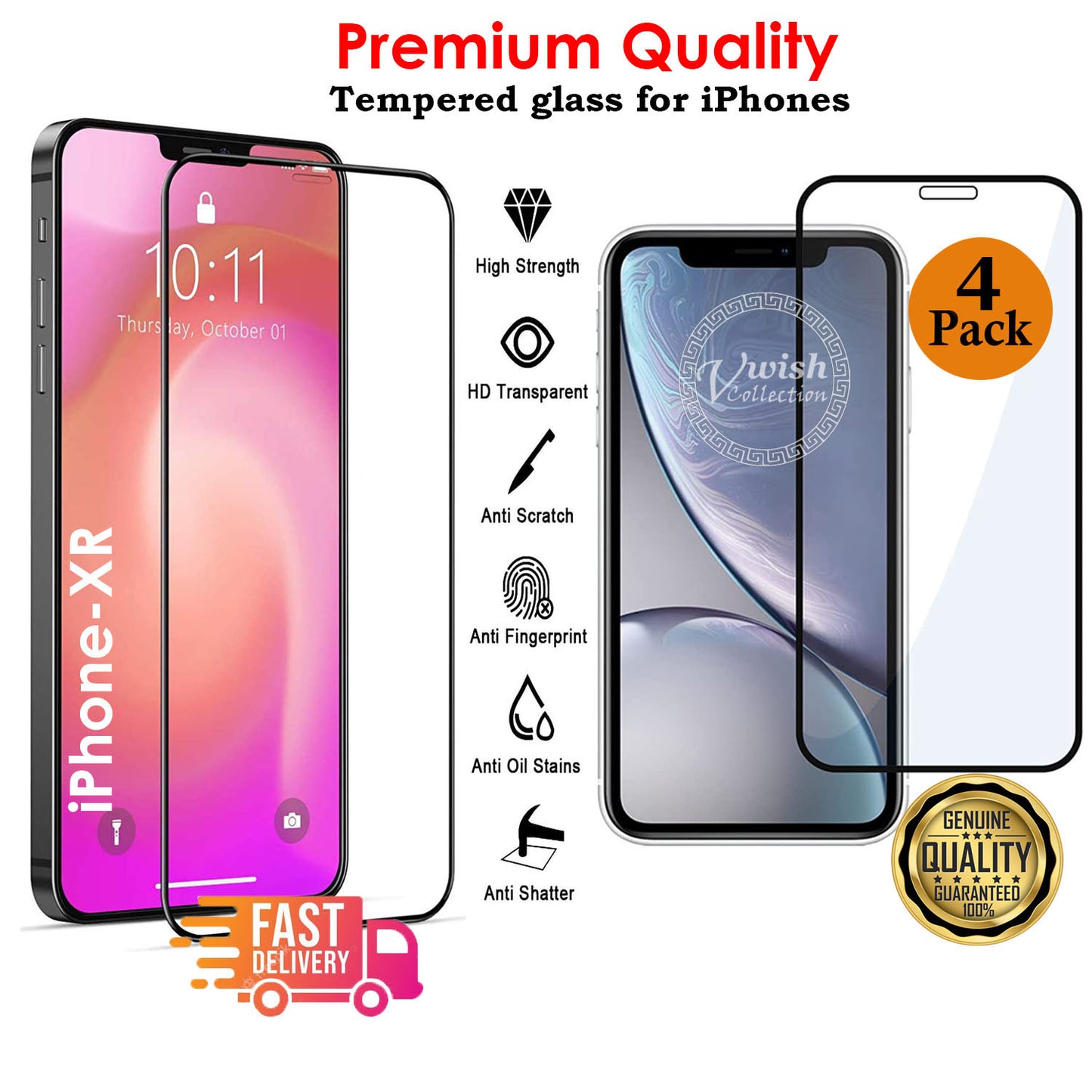 Tempered Glass Screen Protector For iPhone 13, 12,11 Pro Max Mini XR X XS MAX